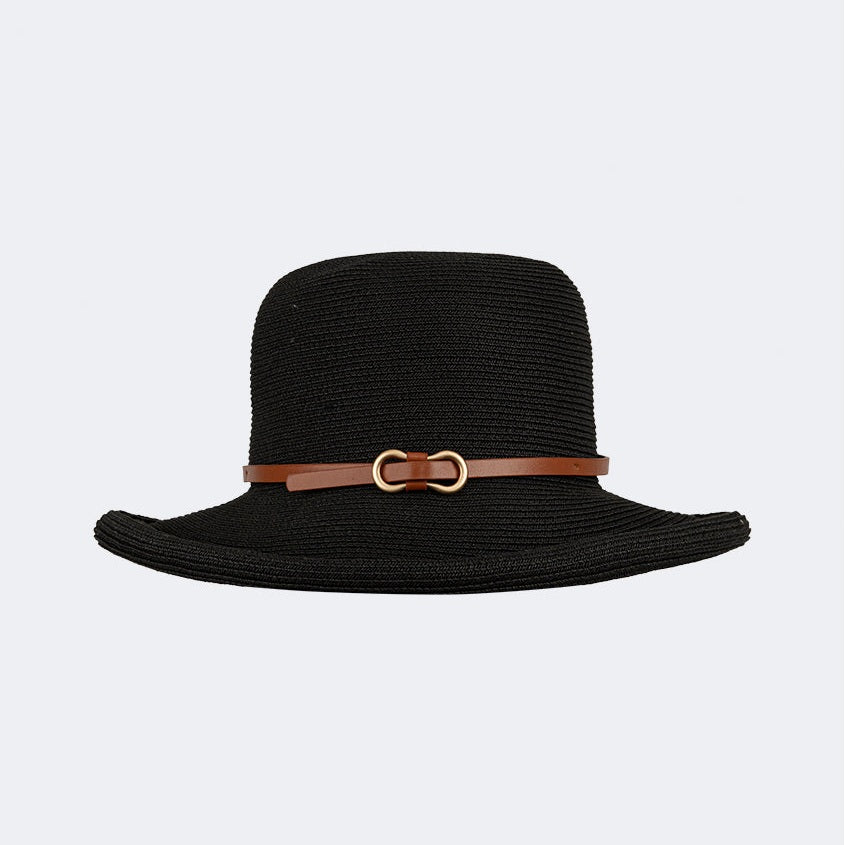 Oil And Gaz Stylish Women Beach Straw Hat Black - Medaid