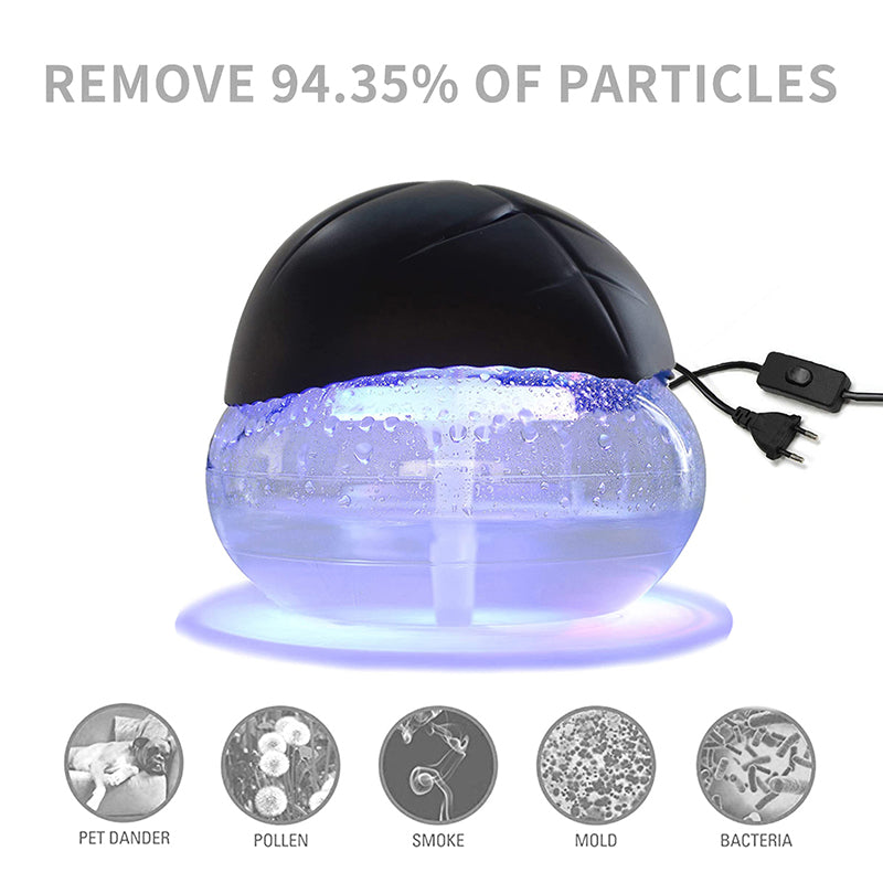 1000 ML Water Air Purifiers Humidifier Water Air Revitalizer Air Cleaner Air Freshener with 6 LED Color Changing Mood Light Black - Medaid