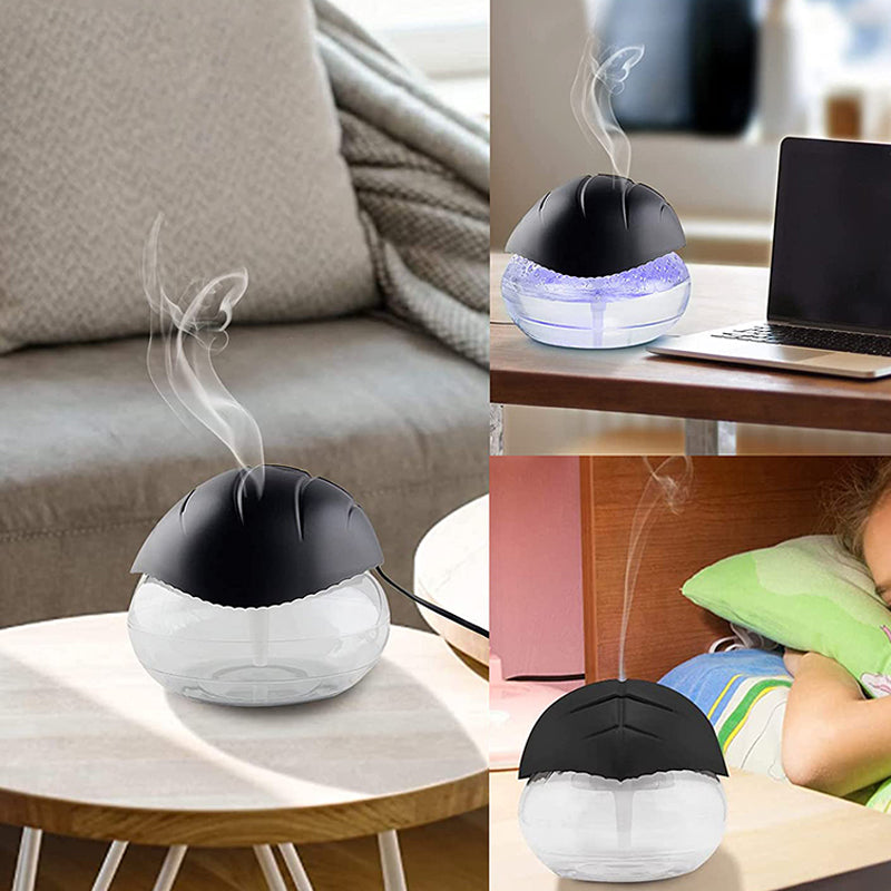 1000 ML Water Air Purifiers Humidifier Water Air Revitalizer Air Cleaner Air Freshener with 6 LED Color Changing Mood Light Black - Medaid
