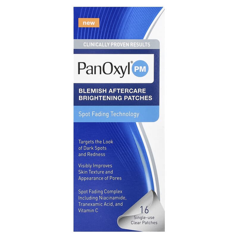 PanOxyl, PM, Blemish Aftercare Brightening Patches, 16 Single-Use Clear Patches - Medaid