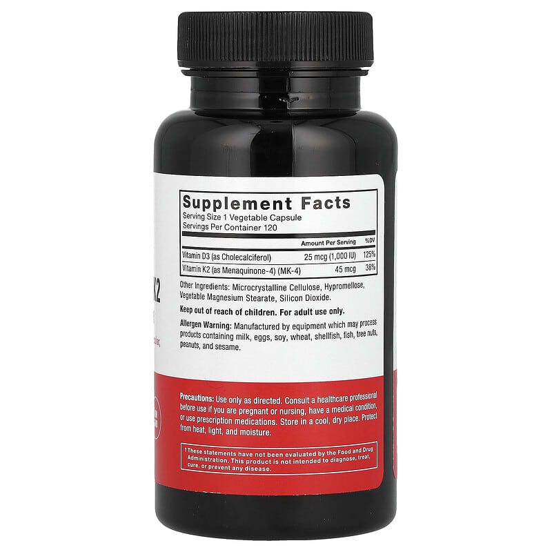 Force Factor, Vitamin D3 & K2 , 120 Vegetable Capsules - Medaid
