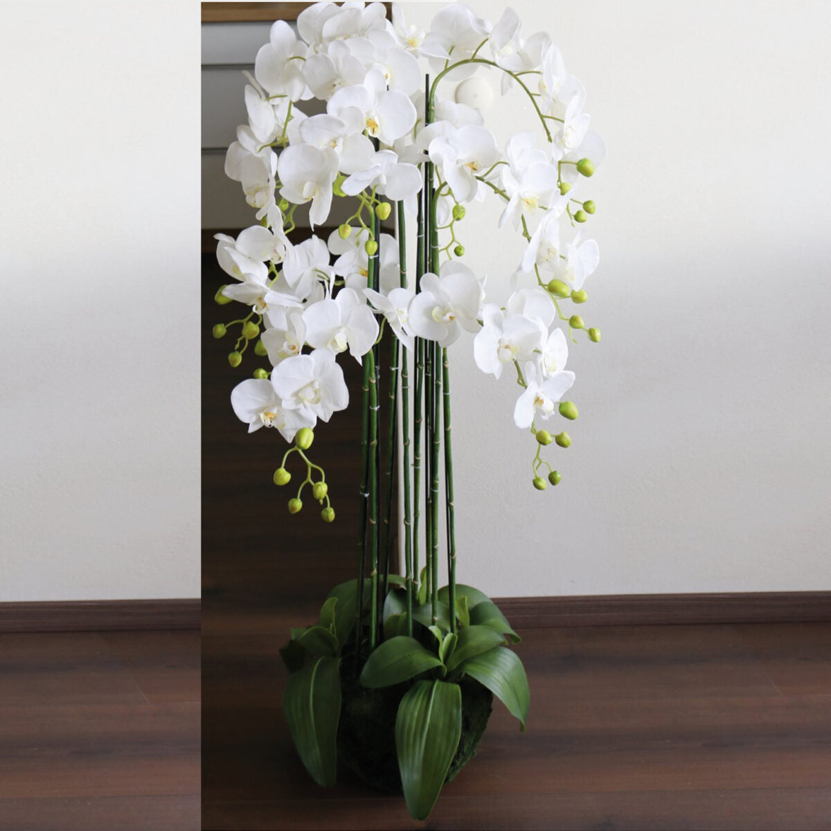 115 CM, Artificial Phalaenopsis Orchid Plant With Natural Base for Home Décor, Wedding Event, Party, Restaurant, Indoor, Outdoor - Medaid