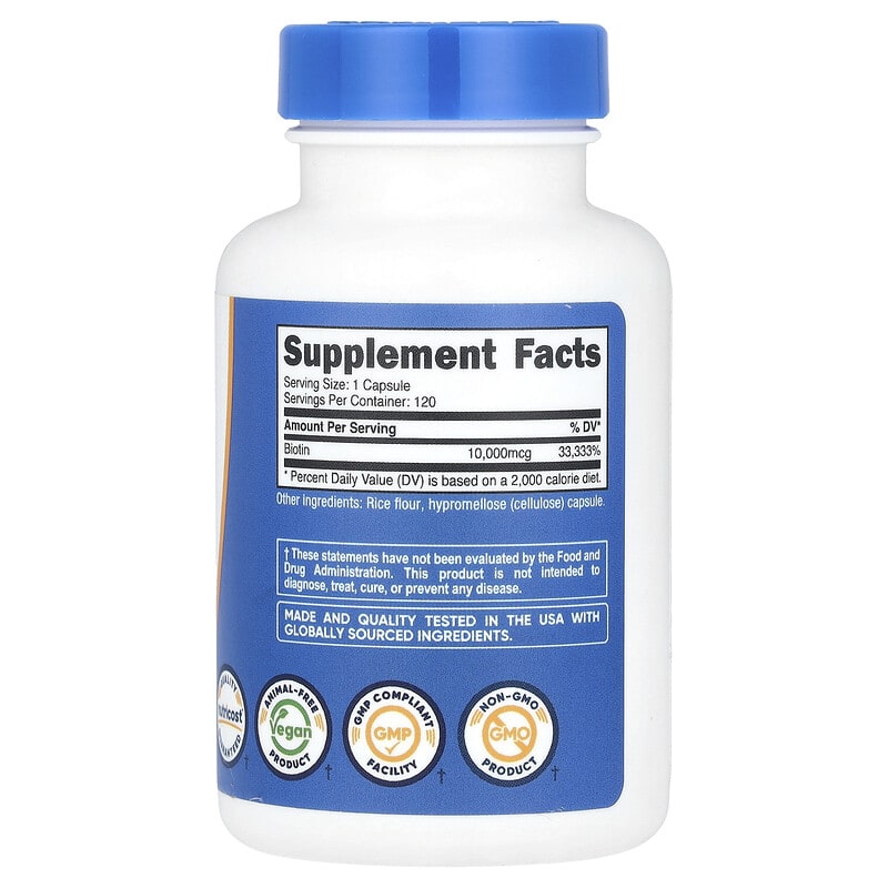 Nutricost, Biotin, 10,000 mcg, 120 Capsules - Medaid