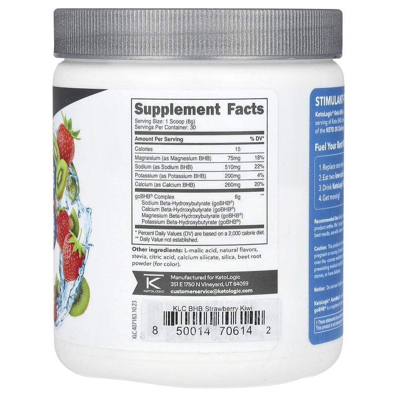 KetoLogic, Keto BHB, Strawberry Kiwi, 8.7 oz (243 g) - Medaid