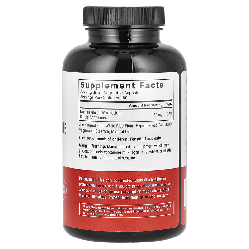 Force Factor, Magnesium Citrate, 150 mg, 180 Vegetable Capsules - Medaid