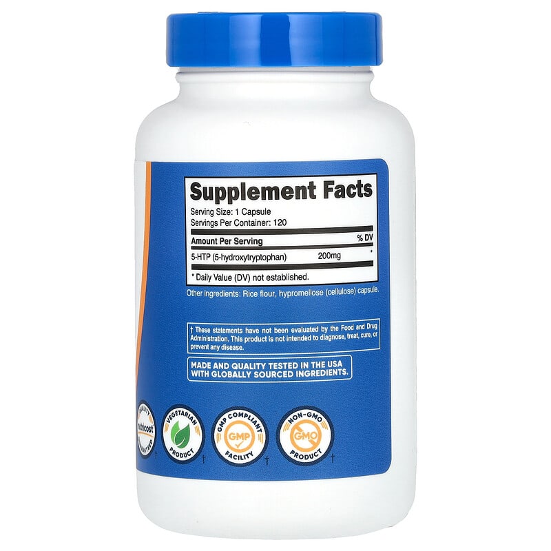 Nutricost, 5-HTP, 200 mg, 120 Capsules - Medaid