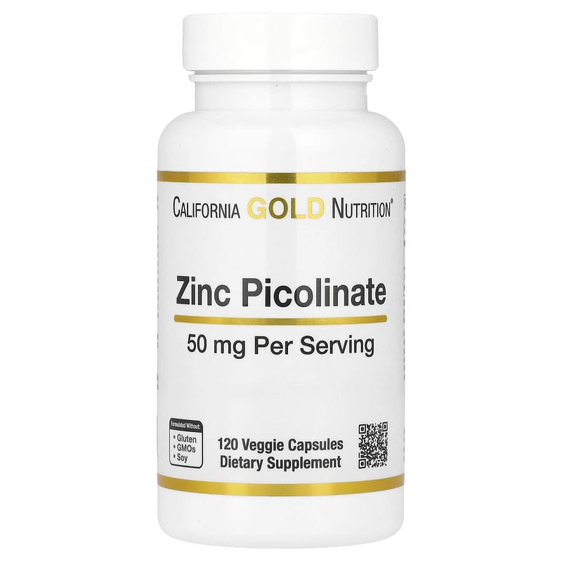 California Gold Nutrition, Zinc Picolinate, 50 mg, 120 Veggie Capsules - Medaid