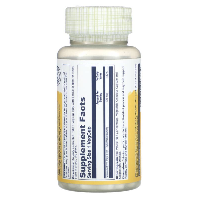 Solaray, Yeast-Free Selenium, 100 mcg, 90 VegCaps - Medaid