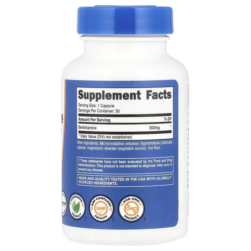 Nutricost, Benfotiamine, 300 mg, 30 Capsules - Medaid