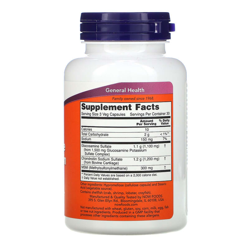 NOW Foods, Glucosamine & Chondroitin with MSM, 90 Capsules - Medaid