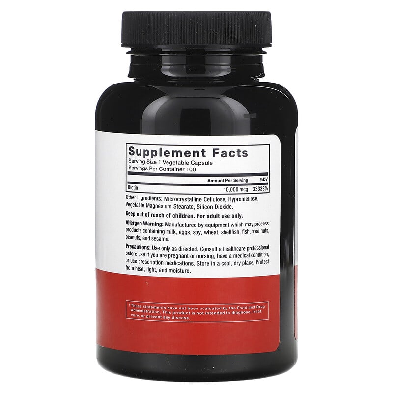 Force Factor, Biotin, 10,000 mcg, 100 Vegetable Capsules - Medaid