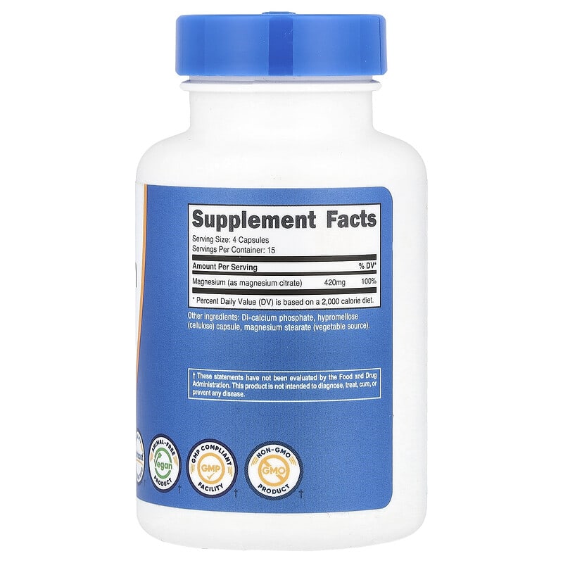 Nutricost, Magnesium Citrate, 420 mg, 60 Capsules - Medaid