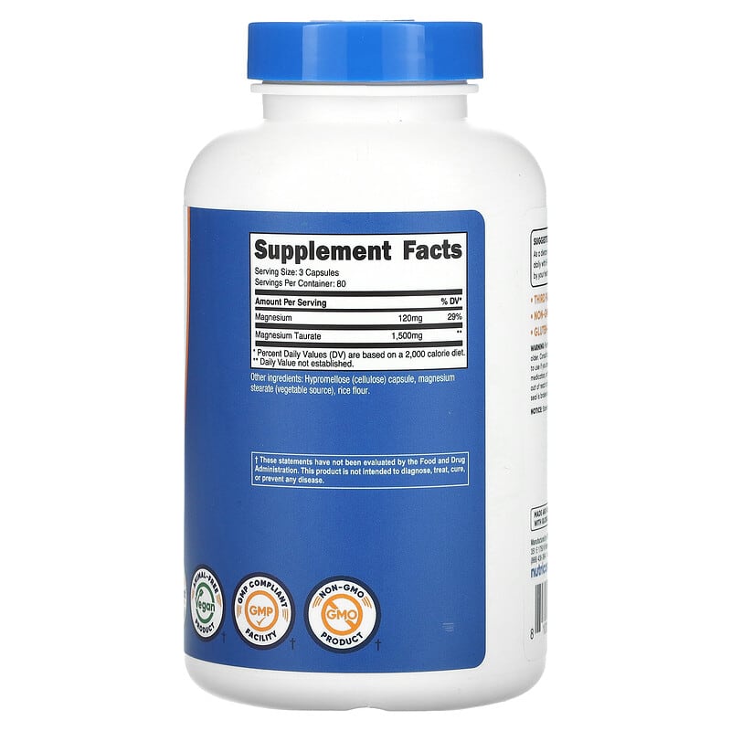 Nutricost, Magnesium Taurate, 1,500 mg , 240 Capsules - Medaid