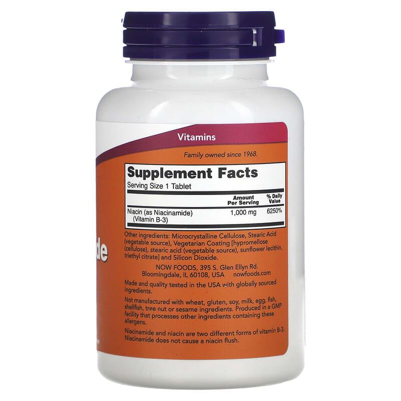NOW Foods, Niacinamide, 1,000 mg, 90 Tablets - Medaid
