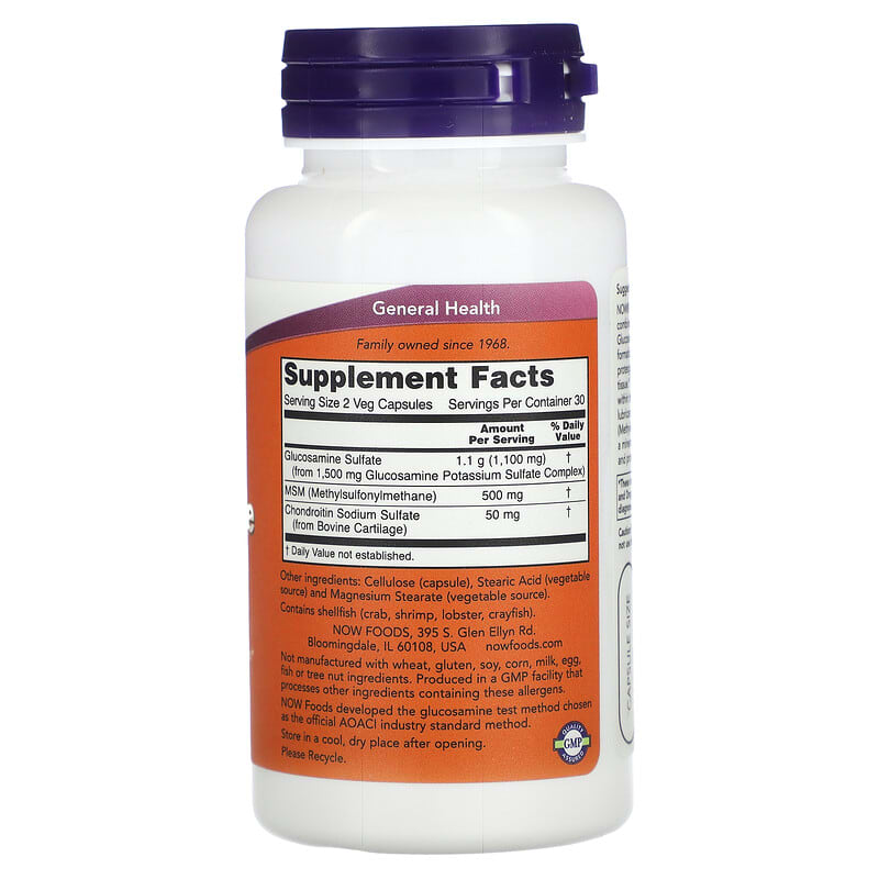 NOW Foods, Glucosamine & MSM, 60 Veg Capsules - Medaid