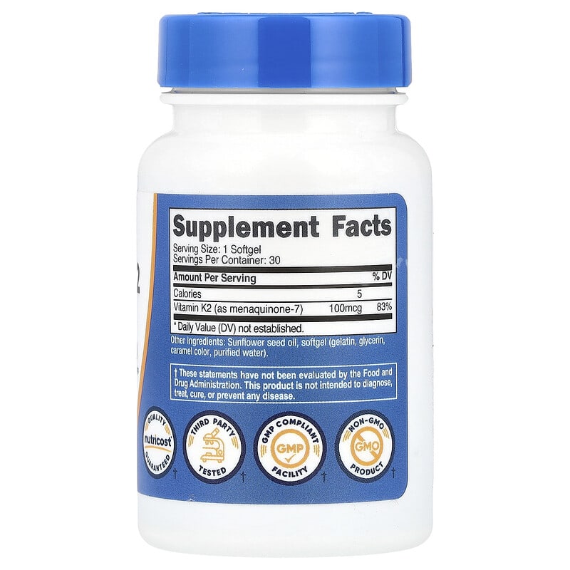 Nutricost, Vitamin K2 MK-7, 100 mcg, 30 Softgels - Medaid