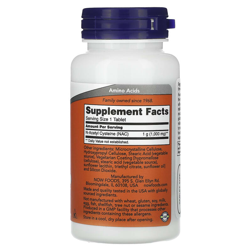 NOW Foods, NAC, 1,000 mg, 60 Tablets - Medaid International