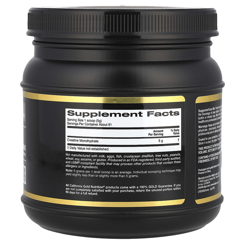 California Gold Nutrition, Sport, Creatine Monohydrate, Unflavored, 454 g - Medaid