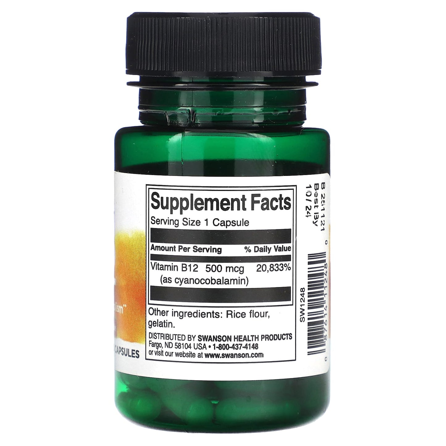 Swanson, Vitamin B12, 500 mcg, 30 Capsules - Medaid