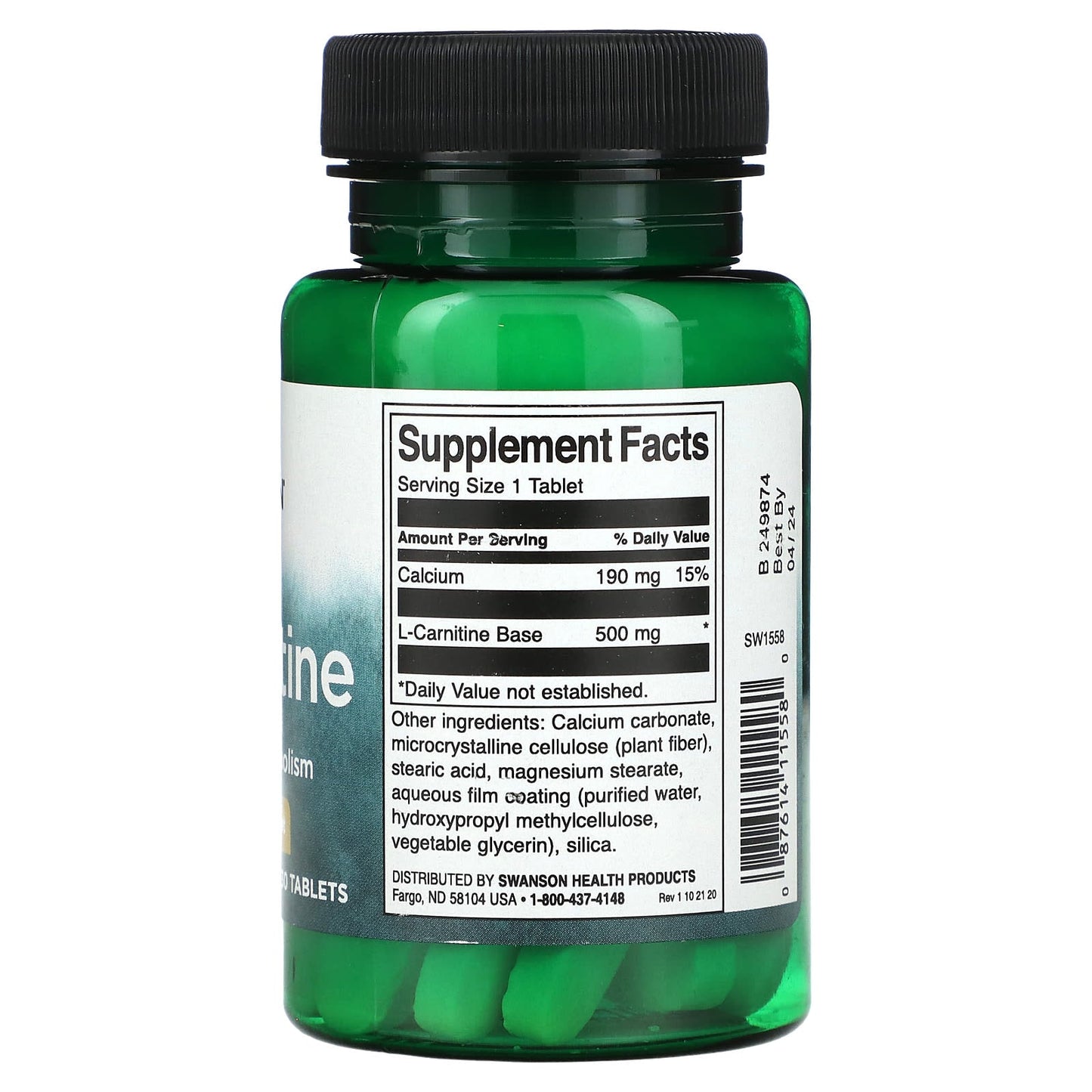 Swanson, L-Carnitine, 500 mg, 30 Tablets - Medaid