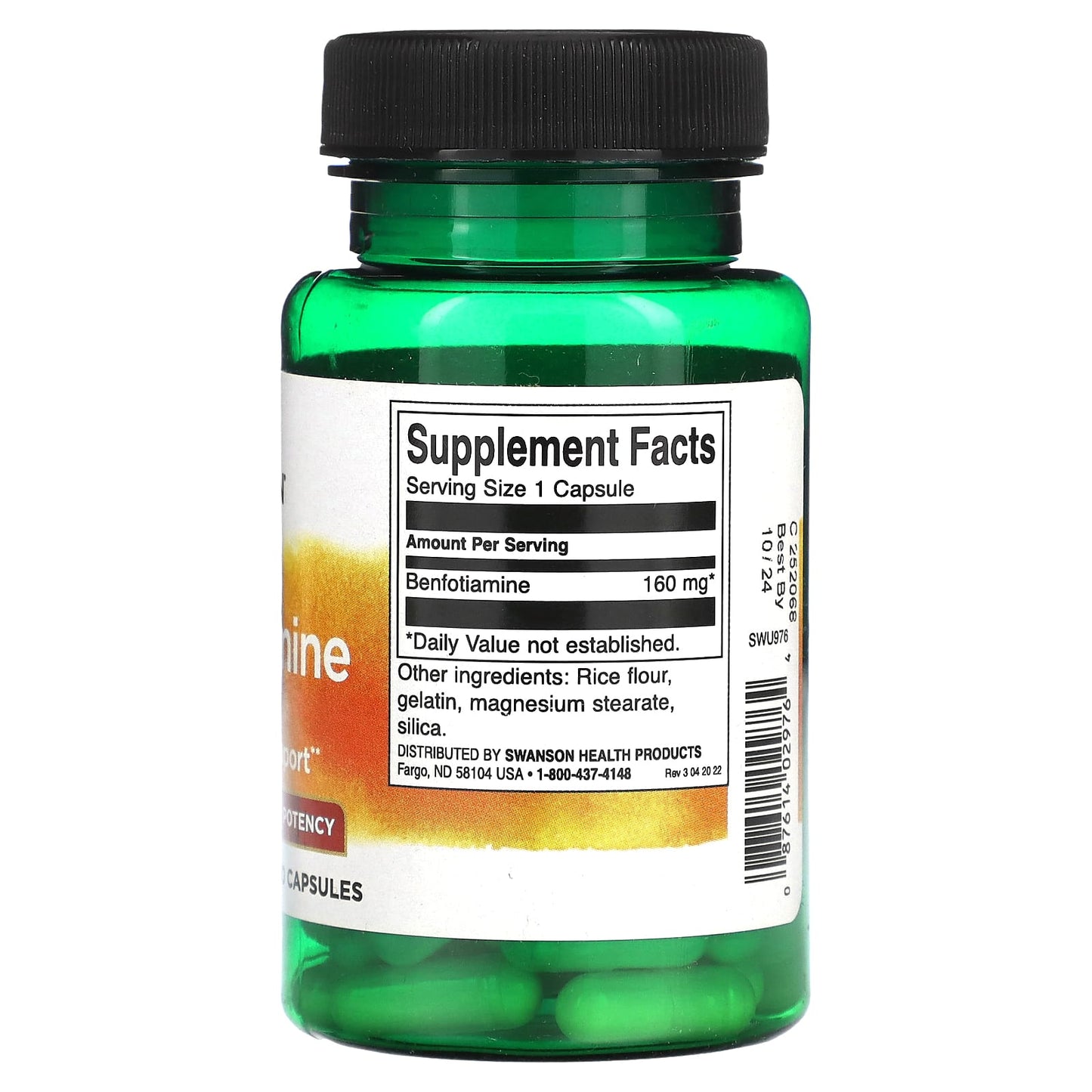 Swanson, Benfotiamine, High Potency, 160 mg, 60 Capsules - Medaid