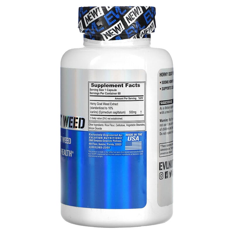EVLution Nutrition, Horny Goat Weed, 500 mg , 60 Veggie Capsules - Medaid