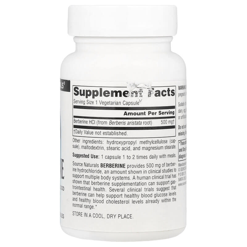Source Naturals, Berberine, 500 mg , 30 Vegetarian Capsules - Medaid