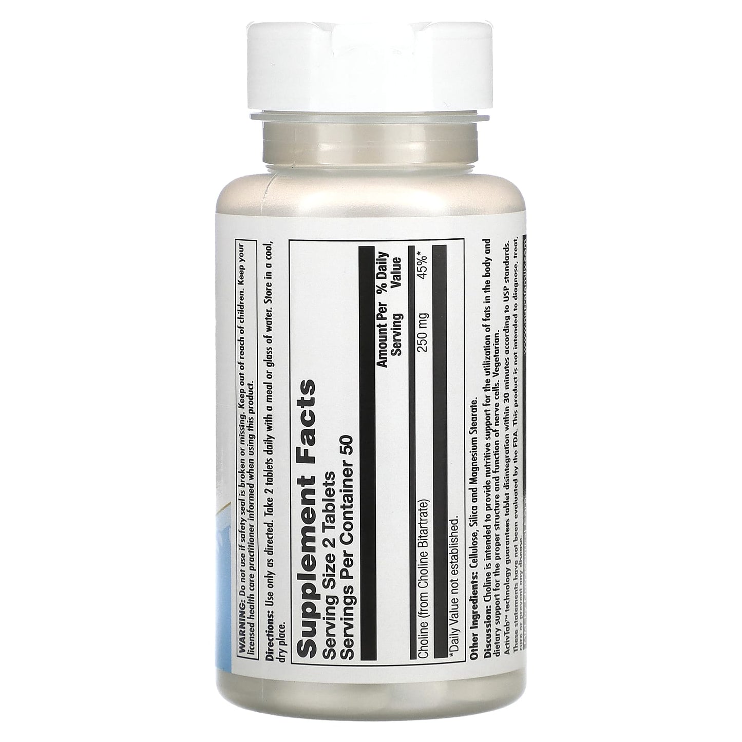 KAL, Choline, 250 mg, 100 Tablets (125 mg per Tablet) - Medaid