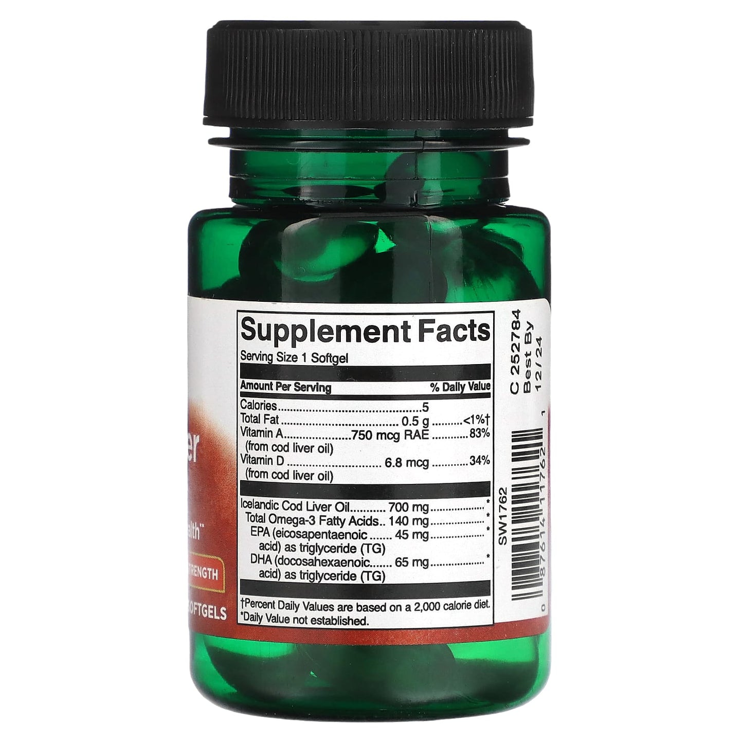 Swanson, Cod Liver Oil, Double Strength, 700 mg, 30 Softgels - Medaid