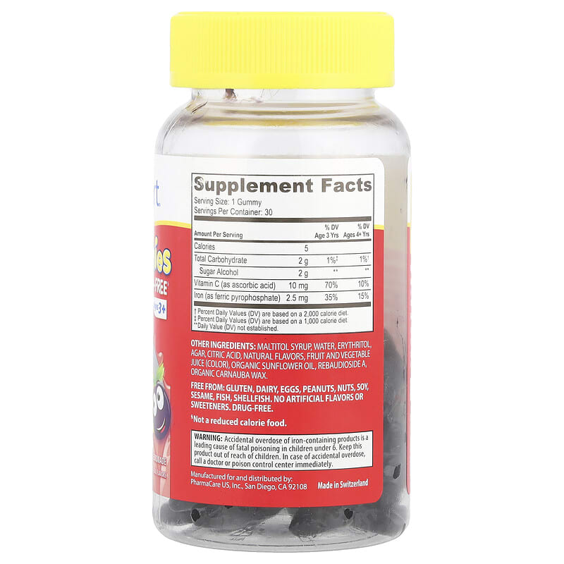 Kids Smart, Kids Smart VITA Gummies, Iron + Vitamin C, Ages 3+, Blackberry Lemonade, 30 Gummies - Medaid