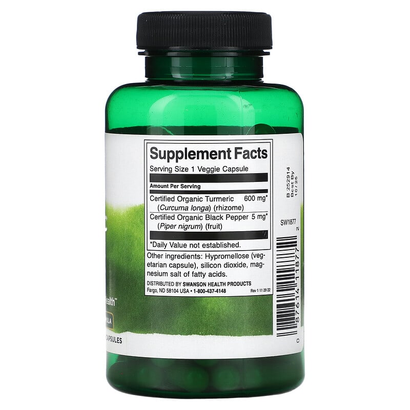 Swanson, Turmeric & Black Pepper, 90 Veggie Capsule - Medaid
