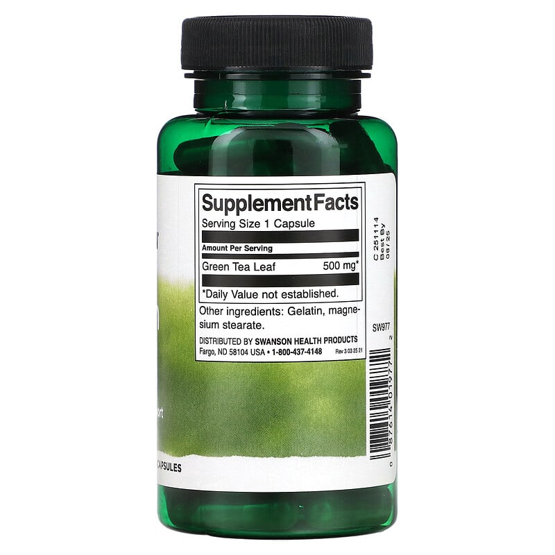 Swanson, Green Tea, 500 mg, 100 Capsules - Medaid