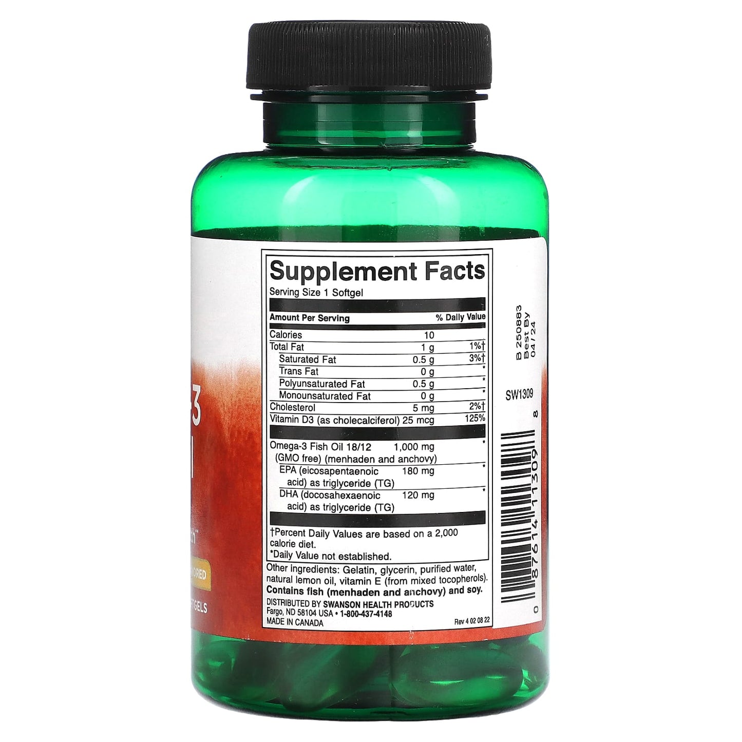 Swanson, Omega-3 Fish Oil, Lemon, 60 Softgels - Medaid