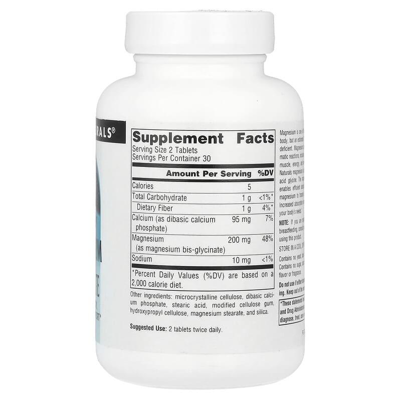 Source Naturals, Magnesium Glycinate, 60 Tablets - Medaid