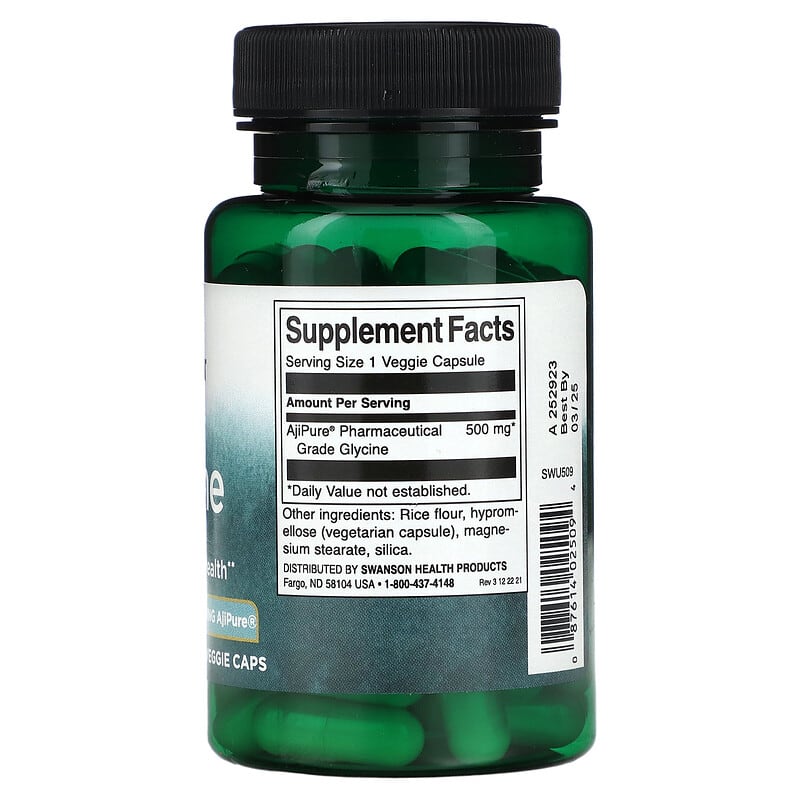 Swanson, Glycine, 500 mg, 60 Veggie Caps - Medaid