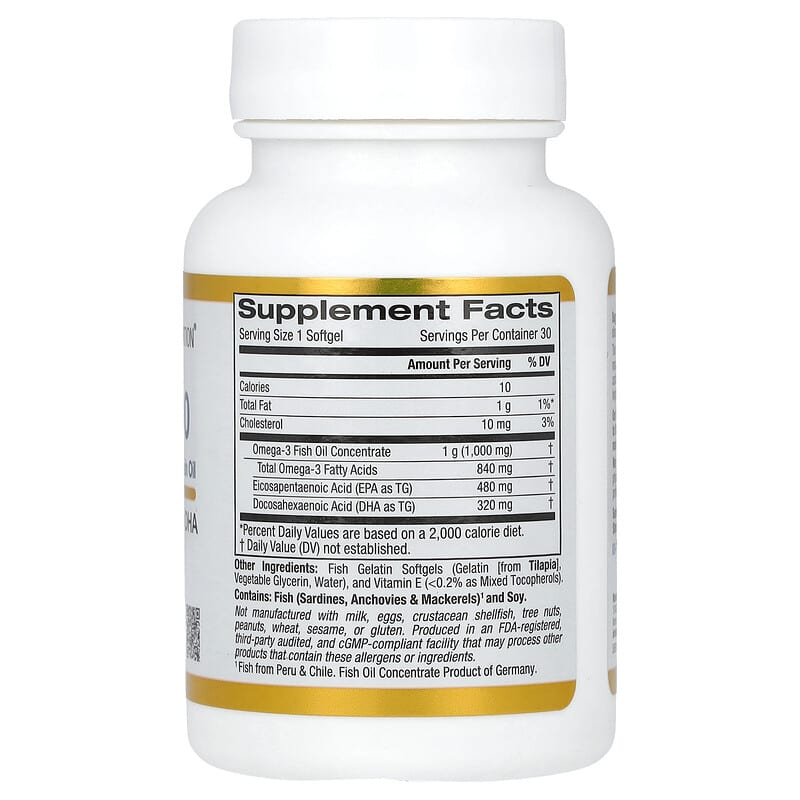 California Gold Nutrition, Omega 800 Ultra-Concentrated Fish Oil, 30 Softgels - Medaid