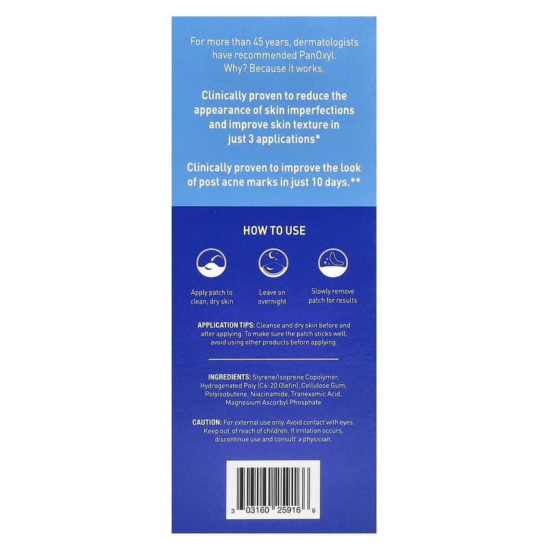PanOxyl, PM, Blemish Aftercare Brightening Patches, 16 Single-Use Clear Patches - Medaid