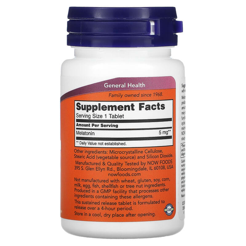 NOW Foods, Melatonin, 5 mg, 120 Tablets - Medaid