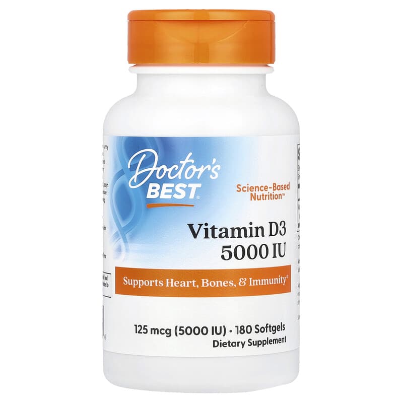 Doctor's Best, Vitamin D3, 125 mcg (5,000 IU), 180 Softgels - Medaid