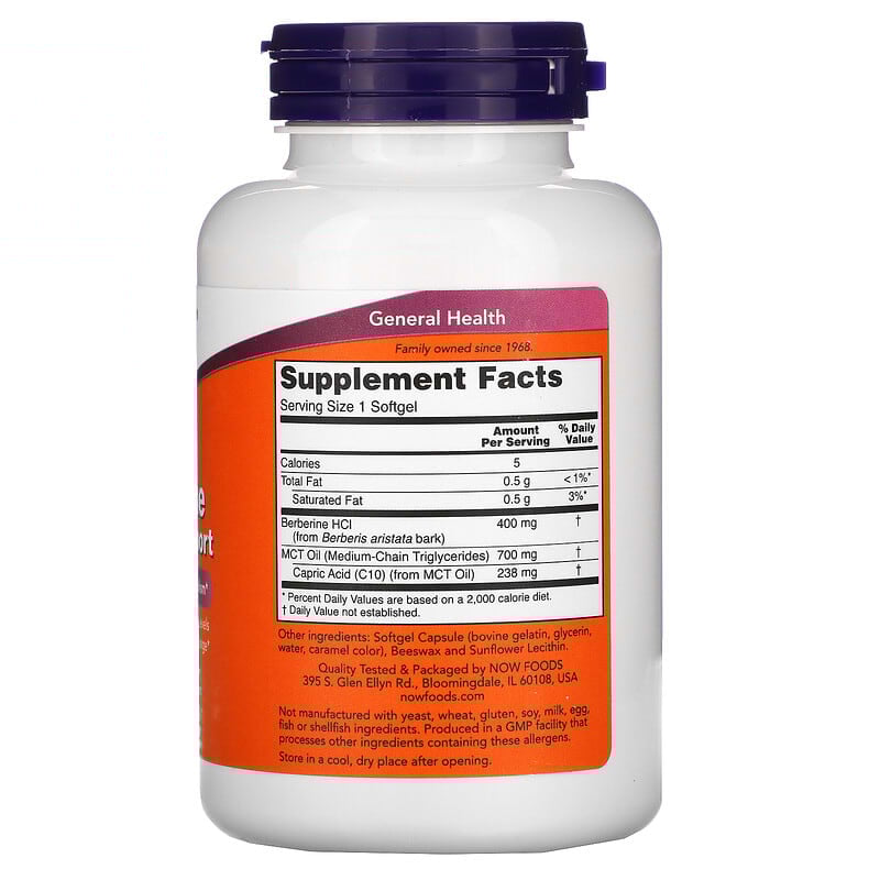 NOW Foods, Berberine Glucose Support, 90 Softgels - Medaid