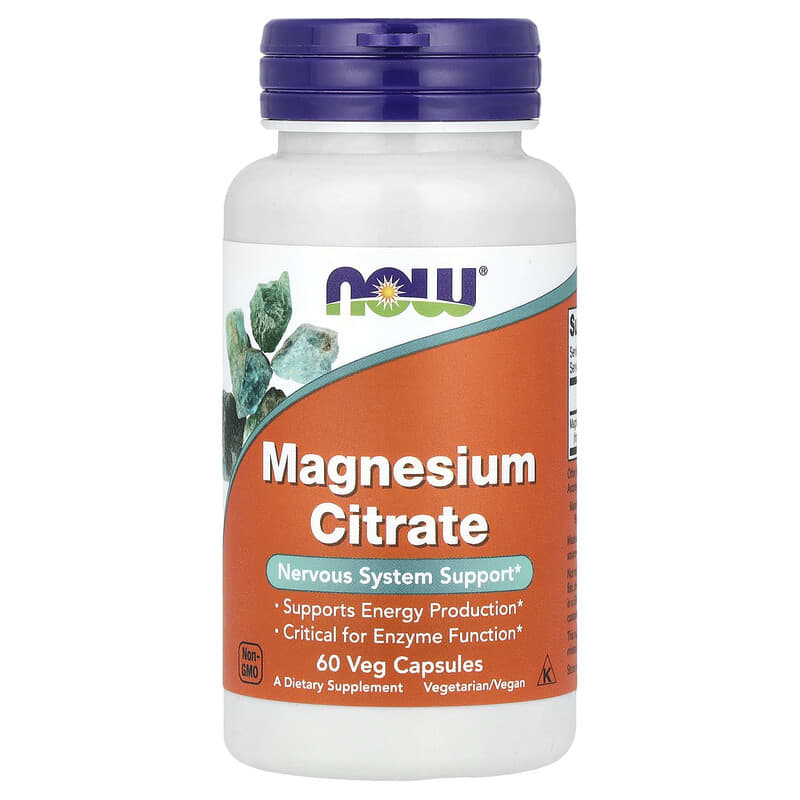 NOW Foods, Magnesium Citrate, 60 Veg Capsules - Medaid