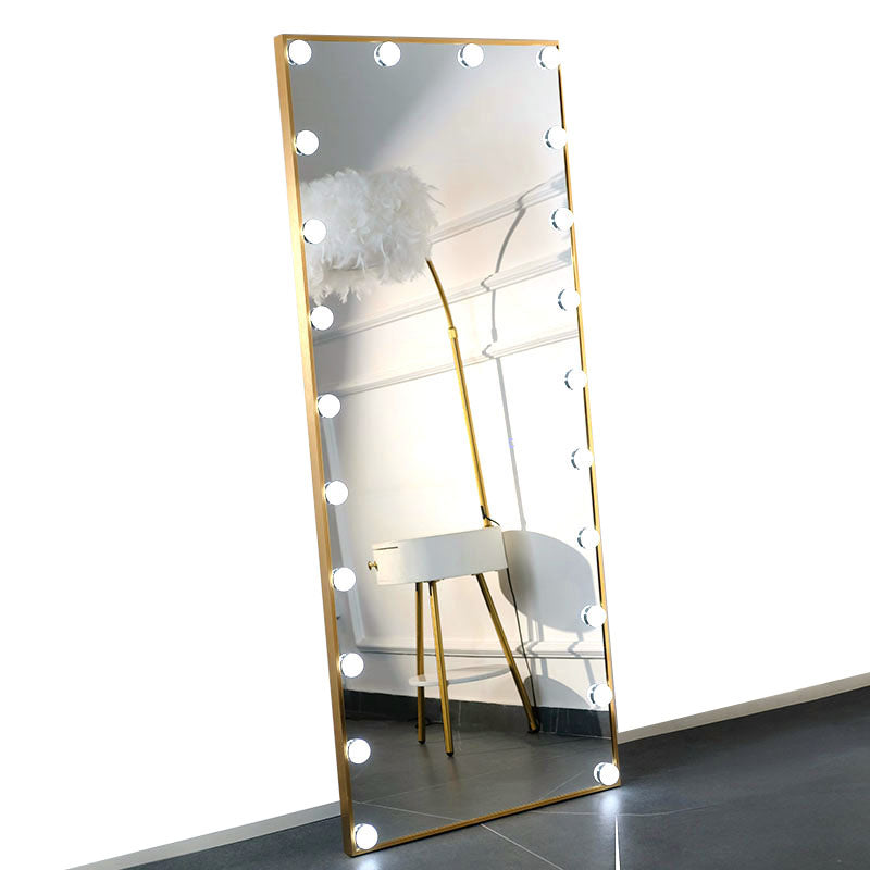170 CM, Modern Mirror with LED Bulbs and Smart Touch Control, Wall Mounted Mirror with Gold Metal Frame for Bedroom, Living Room - Medaid