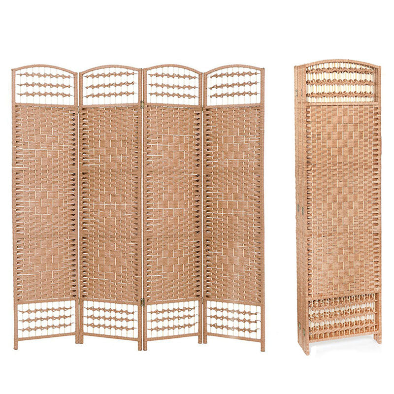 175 CM Indoor Wall Divider Bamboo Braided Room Divider Portable Partition Wood Screen Mesh Hand Woven 4 Panel Foldable Privacy Screen for Home Office - Medaid