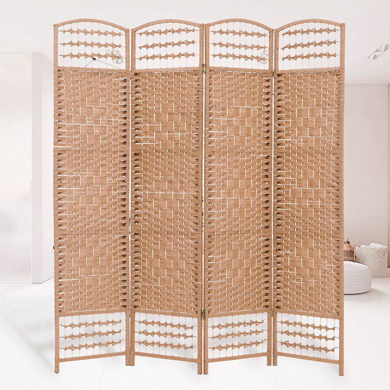 175 CM Indoor Wall Divider Bamboo Braided Room Divider Portable Partition Wood Screen Mesh Hand Woven 4 Panel Foldable Privacy Screen for Home Office - Medaid