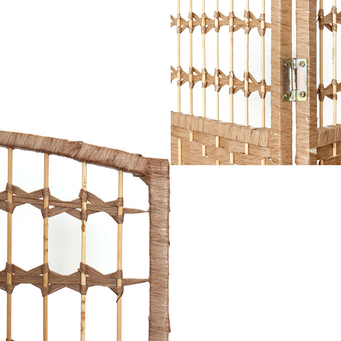 175 CM Indoor Wall Divider Bamboo Braided Room Divider Portable Partition Wood Screen Mesh Hand Woven 4 Panel Foldable Privacy Screen for Home Office - Medaid