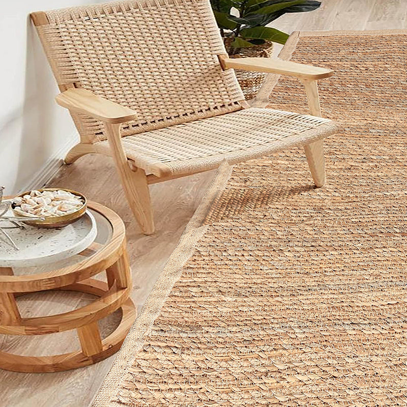 180 CM X 60 CM Handmade Rectangular Natural Fibers Jute Rug with Nest Cloth Ends Braided Reversible Rugs for Bedroom Living Room Kitchen - Medaid
