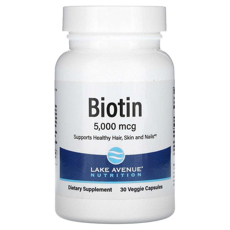 Lake Avenue Nutrition, Biotin, 5,000 mcg, 30 Veggie Capsules - Medaid