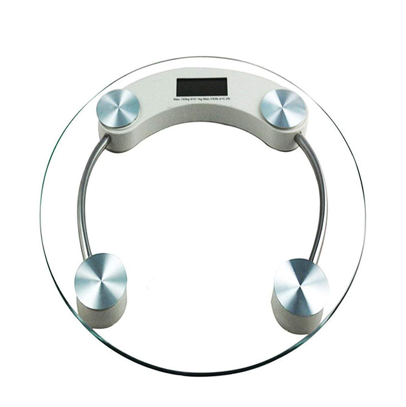 180 KG, Round Glass Battery Operated Digital Scale for Body Weight with 4 Digits LCD Backlight Display - Medaid