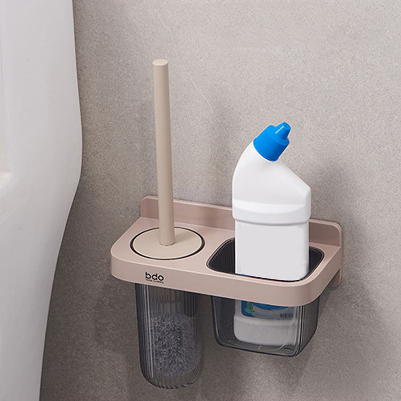 2-Pieces Multifunctional Wall Mounted Toilet Cleaning Brush with Self-Adhesive Acrylic Holder and Caddy, Space Saving Bathroom Accessorie - Medaid