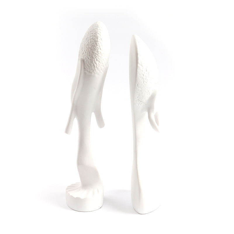 2 Pieces Resin Abstract African Couple Head Sculptures Art Statues for Home and Office White - Medaid